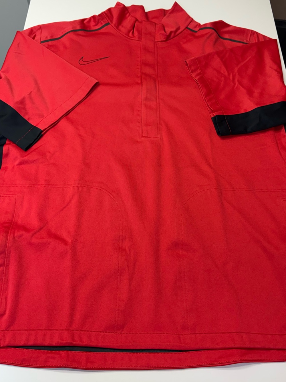 Nike Red Short-Sleeve Half-Zip Training Top with Black Panels